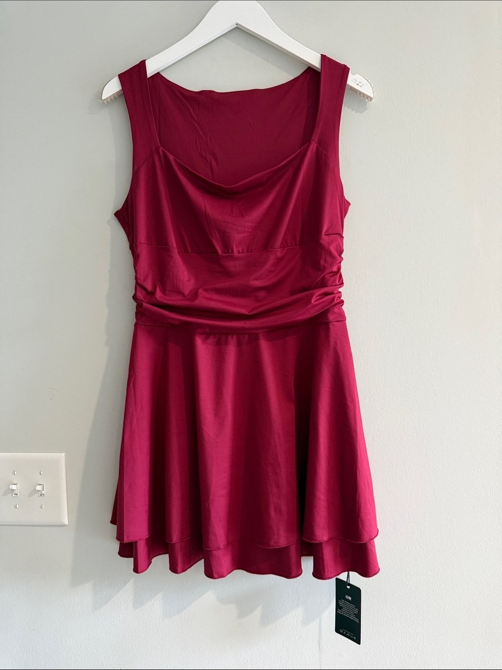 OKIFOIR Sleeveless Burgundy Fit-and-Flare Dress L NWT
